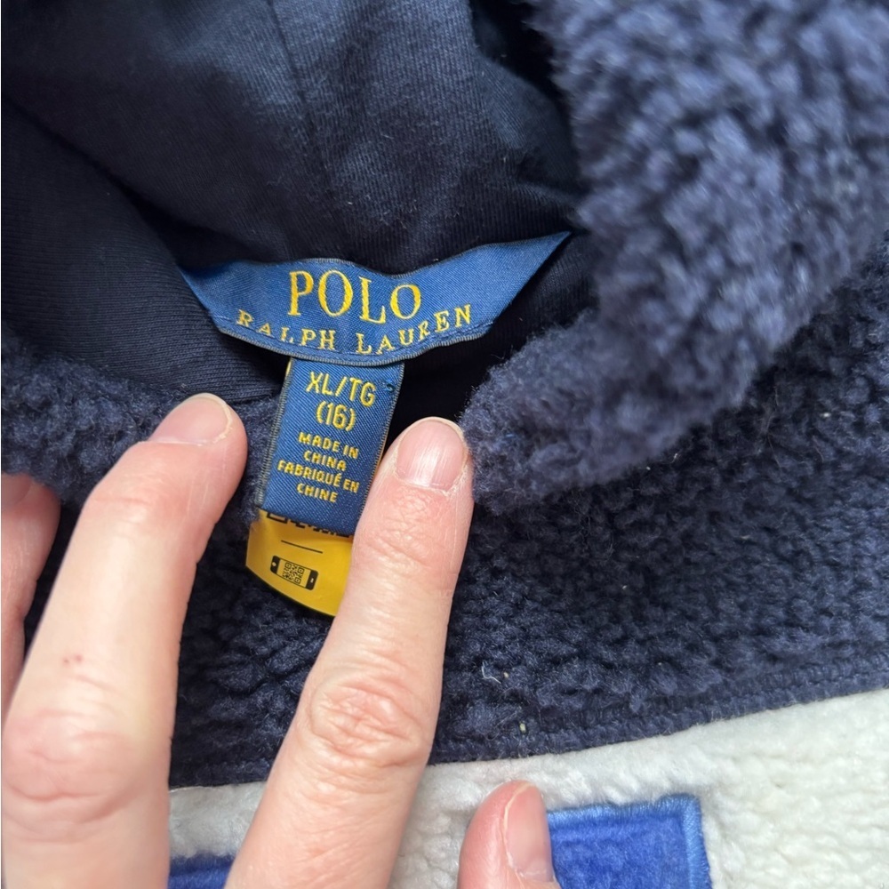 Polo Ralph Lauren Colorblock Sherpa Hooded Sweatshirt Size XL(16) - Picture 3 of 3